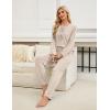 imageBlooming Jelly Womens Cute 2 Piece Pajama Sets Ribbed Bow Tie Lounge Set Fleece Long Puff Sleeve Pj Sleepwear PocketsApricot