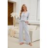 imageBlooming Jelly Womens Cute 2 Piece Pajama Sets Ribbed Bow Tie Lounge Set Fleece Long Puff Sleeve Pj Sleepwear PocketsGrey