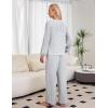 imageBlooming Jelly Womens Cute 2 Piece Pajama Sets Ribbed Bow Tie Lounge Set Fleece Long Puff Sleeve Pj Sleepwear PocketsGrey
