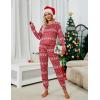 imageBlooming Jelly Womens Cute Pajama Sets Long Sleeve Heart Printed Lounge Set Pockets Two Piece Outfits 2025Red  Snowflake