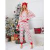 imageBlooming Jelly Womens Cute Pajama Sets Long Sleeve Heart Printed Lounge Set Pockets Two Piece Outfits 2025White and Red