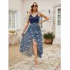 imageBlooming Jelly Womens Deep V Neck Sleeveless Summer Asymmetrical Floral Maxi DressLeopard Blue