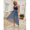 imageBlooming Jelly Womens Deep V Neck Sleeveless Summer Asymmetrical Floral Maxi DressLeopard Blue