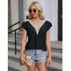 imageBlooming Jelly Womens Dressy Casual Blouses Business Summer Tops 2024 Trendy Lace Cap Sleeve V Neck ShirtsBlack
