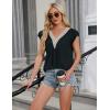 imageBlooming Jelly Womens Dressy Casual Blouses Business Summer Tops 2024 Trendy Lace Cap Sleeve V Neck ShirtsBlack