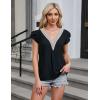 imageBlooming Jelly Womens Dressy Casual Blouses Business Summer Tops 2024 Trendy Lace Cap Sleeve V Neck ShirtsBlack