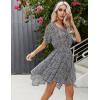 imageBlooming Jelly Womens Flowy Summer Dresses Floral Chiffon Short Sleeve Dress 2023 Casual Boho A Line Sun DressesBlack Floral Print