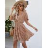 imageBlooming Jelly Womens Flowy Summer Dresses Floral Chiffon Short Sleeve Dress 2023 Casual Boho A Line Sun DressesBrown Leopard Print