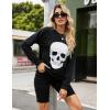 imageBlooming Jelly Womens Halloween Sweatshirts Skull Graphic T Shirts Long Sleeve Pullover Tops Gothic Fall Clothes 2024Black