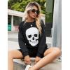 imageBlooming Jelly Womens Halloween Sweatshirts Skull Graphic T Shirts Long Sleeve Pullover Tops Gothic Fall Clothes 2024Black