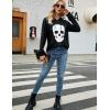 imageBlooming Jelly Womens Halloween Sweatshirts Skull Graphic T Shirts Long Sleeve Pullover Tops Gothic Fall Clothes 2024Black Hoodie