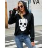 imageBlooming Jelly Womens Halloween Sweatshirts Skull Graphic T Shirts Long Sleeve Pullover Tops Gothic Fall Clothes 2024Black Hoodie
