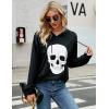 imageBlooming Jelly Womens Halloween Sweatshirts Skull Graphic T Shirts Long Sleeve Pullover Tops Gothic Fall Clothes 2024Black Hoodie