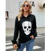 imageBlooming Jelly Womens Halloween Sweatshirts Skull Graphic T Shirts Long Sleeve Pullover Tops Gothic Fall Clothes 2024Black Hoodie