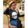 imageBlooming Jelly Womens Halloween Sweatshirts Skull Graphic T Shirts Long Sleeve Pullover Tops Gothic Fall Clothes 2024Dark Black