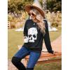 imageBlooming Jelly Womens Halloween Sweatshirts Skull Graphic T Shirts Long Sleeve Pullover Tops Gothic Fall Clothes 2024Dark Black