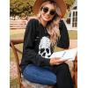 imageBlooming Jelly Womens Halloween Sweatshirts Skull Graphic T Shirts Long Sleeve Pullover Tops Gothic Fall Clothes 2024Dark Black