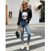 imageBlooming Jelly Womens Halloween Sweatshirts Skull Graphic T Shirts Long Sleeve Pullover Tops Gothic Fall Clothes 2024Distressed Black Hoodie