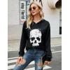 imageBlooming Jelly Womens Halloween Sweatshirts Skull Graphic T Shirts Long Sleeve Pullover Tops Gothic Fall Clothes 2024Distressed Black Hoodie