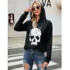 imageBlooming Jelly Womens Halloween Sweatshirts Skull Graphic T Shirts Long Sleeve Pullover Tops Gothic Fall Clothes 2024Distressed Black Hoodie