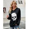 imageBlooming Jelly Womens Halloween Sweatshirts Skull Graphic T Shirts Long Sleeve Pullover Tops Gothic Fall Clothes 2024Distressed Black Hoodie