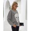 imageBlooming Jelly Womens Halloween Sweatshirts Skull Graphic T Shirts Long Sleeve Pullover Tops Gothic Fall Clothes 2024Grey