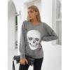 imageBlooming Jelly Womens Halloween Sweatshirts Skull Graphic T Shirts Long Sleeve Pullover Tops Gothic Fall Clothes 2024Grey