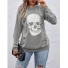 imageBlooming Jelly Womens Halloween Sweatshirts Skull Graphic T Shirts Long Sleeve Pullover Tops Gothic Fall Clothes 2024Greyhoodie