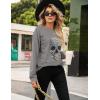 imageBlooming Jelly Womens Halloween Sweatshirts Skull Graphic T Shirts Long Sleeve Pullover Tops Gothic Fall Clothes 2024Greyleopard Skull
