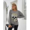 imageBlooming Jelly Womens Halloween Sweatshirts Skull Graphic T Shirts Long Sleeve Pullover Tops Gothic Fall Clothes 2024Greyleopard Skull