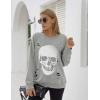 imageBlooming Jelly Womens Halloween Sweatshirts Skull Graphic T Shirts Long Sleeve Pullover Tops Gothic Fall Clothes 2024Lightgray Skull