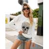 imageBlooming Jelly Womens Halloween Sweatshirts Skull Graphic T Shirts Long Sleeve Pullover Tops Gothic Fall Clothes 2024White