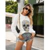 imageBlooming Jelly Womens Halloween Sweatshirts Skull Graphic T Shirts Long Sleeve Pullover Tops Gothic Fall Clothes 2024White