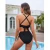 imageBlooming Jelly Womens High Waisted Bikini Sets Drawstring Tummy Control Swimsuits Crisscross Tie Back Bathing SuitBlack 043