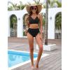 imageBlooming Jelly Womens High Waisted Bikini Sets Drawstring Tummy Control Swimsuits Crisscross Tie Back Bathing SuitBlack 043