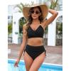 imageBlooming Jelly Womens High Waisted Bikini Sets Drawstring Tummy Control Swimsuits Crisscross Tie Back Bathing SuitBlack 043