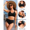 imageBlooming Jelly Womens High Waisted Bikini Sets Drawstring Tummy Control Swimsuits Crisscross Tie Back Bathing SuitBlack