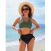 imageBlooming Jelly Womens High Waisted Bikini Sets Drawstring Tummy Control Swimsuits Crisscross Tie Back Bathing SuitBlack Green