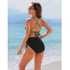 imageBlooming Jelly Womens High Waisted Bikini Sets Drawstring Tummy Control Swimsuits Crisscross Tie Back Bathing SuitBlack Green