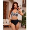 imageBlooming Jelly Womens High Waisted Bikini Sets Drawstring Tummy Control Swimsuits Crisscross Tie Back Bathing SuitBlack Leopard