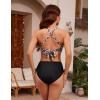 imageBlooming Jelly Womens High Waisted Bikini Sets Drawstring Tummy Control Swimsuits Crisscross Tie Back Bathing SuitBlack Leopard