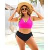 imageBlooming Jelly Womens High Waisted Bikini Sets Drawstring Tummy Control Swimsuits Crisscross Tie Back Bathing SuitBlack Pink