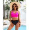 imageBlooming Jelly Womens High Waisted Bikini Sets Drawstring Tummy Control Swimsuits Crisscross Tie Back Bathing SuitBlack Pink