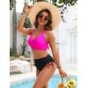 imageBlooming Jelly Womens High Waisted Bikini Sets Drawstring Tummy Control Swimsuits Crisscross Tie Back Bathing SuitBlack Pink