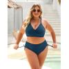 imageBlooming Jelly Womens High Waisted Bikini Sets Drawstring Tummy Control Swimsuits Crisscross Tie Back Bathing SuitBlue