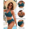 imageBlooming Jelly Womens High Waisted Bikini Sets Drawstring Tummy Control Swimsuits Crisscross Tie Back Bathing SuitBlue Green