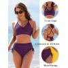 imageBlooming Jelly Womens High Waisted Bikini Sets Drawstring Tummy Control Swimsuits Crisscross Tie Back Bathing SuitDark Purple
