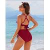 imageBlooming Jelly Womens High Waisted Bikini Sets Drawstring Tummy Control Swimsuits Crisscross Tie Back Bathing SuitDark Red