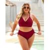 imageBlooming Jelly Womens High Waisted Bikini Sets Drawstring Tummy Control Swimsuits Crisscross Tie Back Bathing SuitDark Red