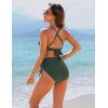 imageBlooming Jelly Womens High Waisted Bikini Sets Drawstring Tummy Control Swimsuits Crisscross Tie Back Bathing SuitGreen